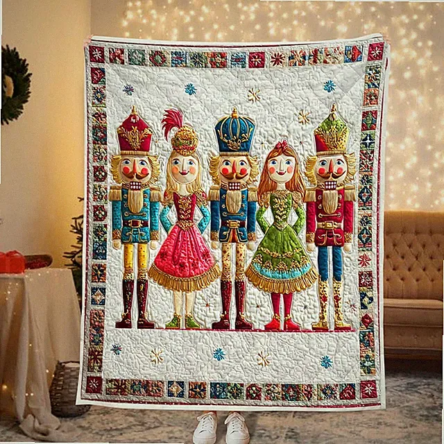 Ballet Nutcracker Christmas Quilt Blanket Winter Holiday Xmas Art Home Decor Set