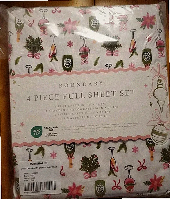 Boundary Christmas Party Drinks 4pc Full Sheet Set