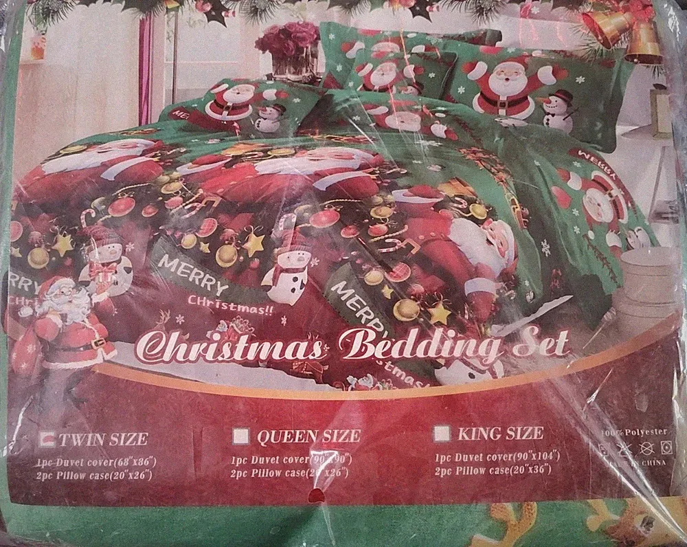 Christmas Bedding Set Twin Set Santa Bedding Reindeer Sleigh Snowman Unopened