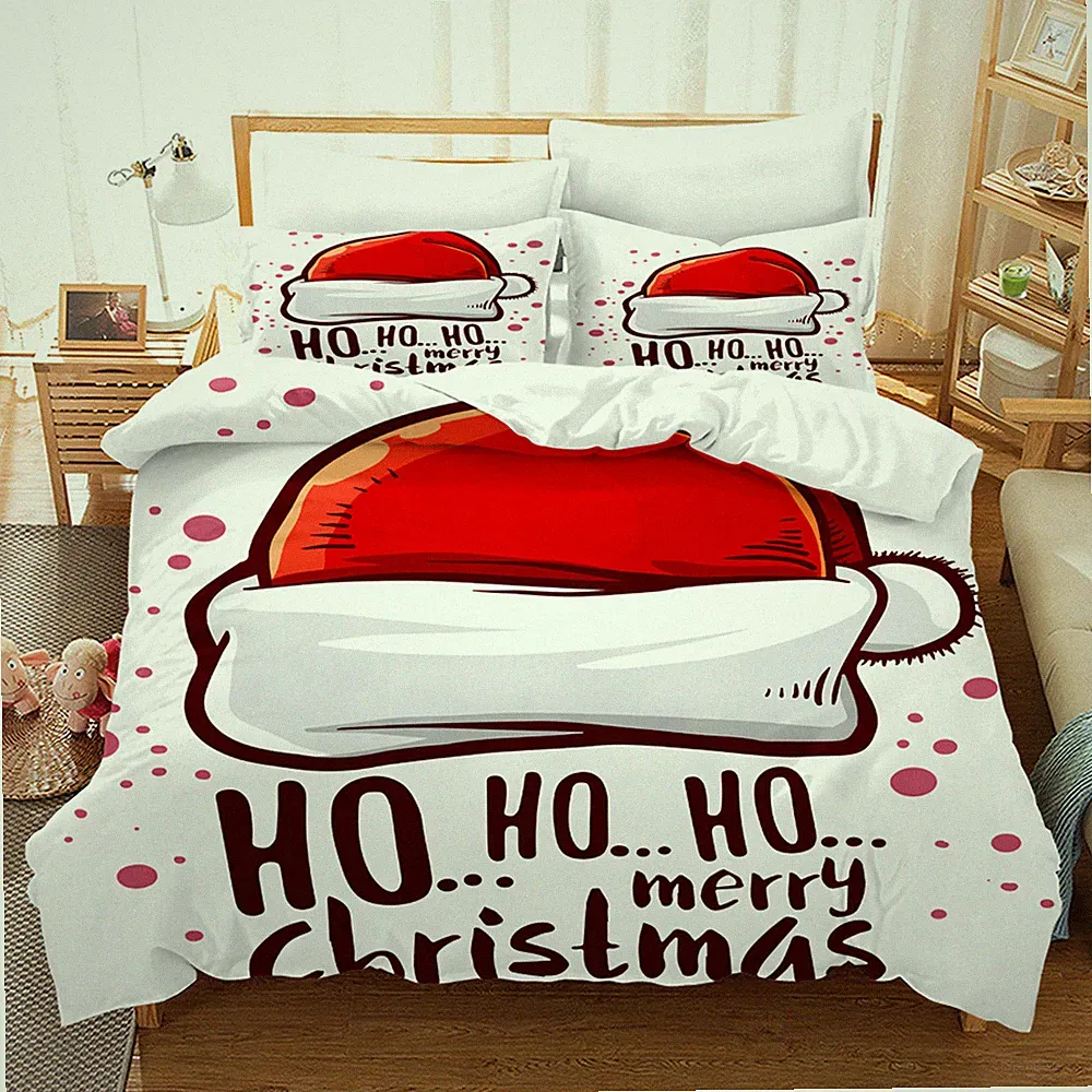 Christmas Hat Quilt Doona Cover Set Single Double Queen King Bed Duvet Covers