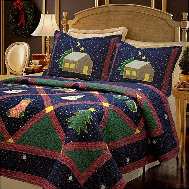 Christmas Night Reversible Quilt Set, Bedspread, Coverlet