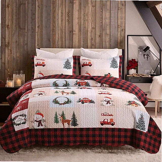 Christmas Quilt Set Lightweight Bedspread Set