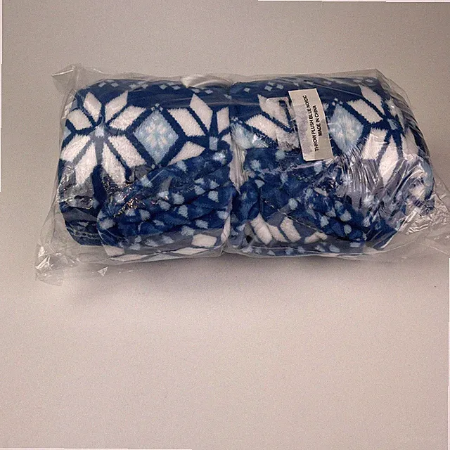 Christmas Throw Blanket Blue White Snowflake Christmas Fleece Blanket Soft Plush