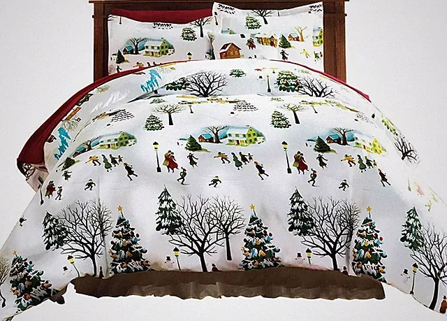 Christmas Villa King Duvet Bedding Set - Soft