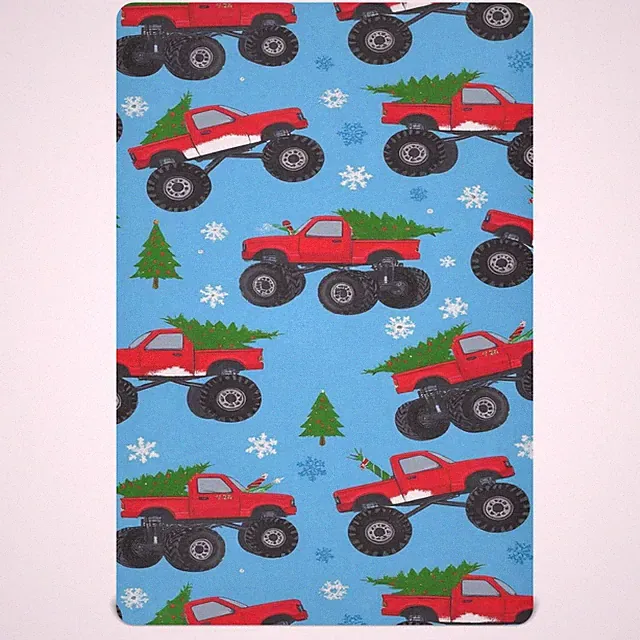 Crib Sheets for Boys Girls Monster Truck Cars with Christmas Tree Fitted Crib...