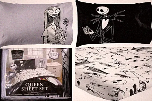 DISNEY NIGHTMARE BEFORE CHRISTMAS JACK SKELLINGTON GOTHIC LOVE QUEEN SHEET SET