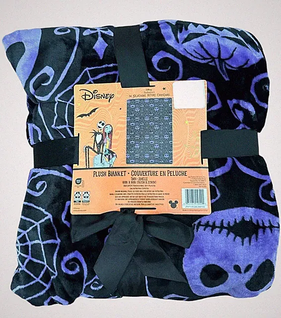 Disney Nightmare Before Christmas Purple Black Soft Twin 60" x 90" Blanket