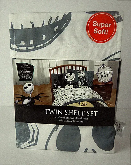 Disney Tim Burton's Nightmare Before Christmas Twin Bed Sheet Set Never Used