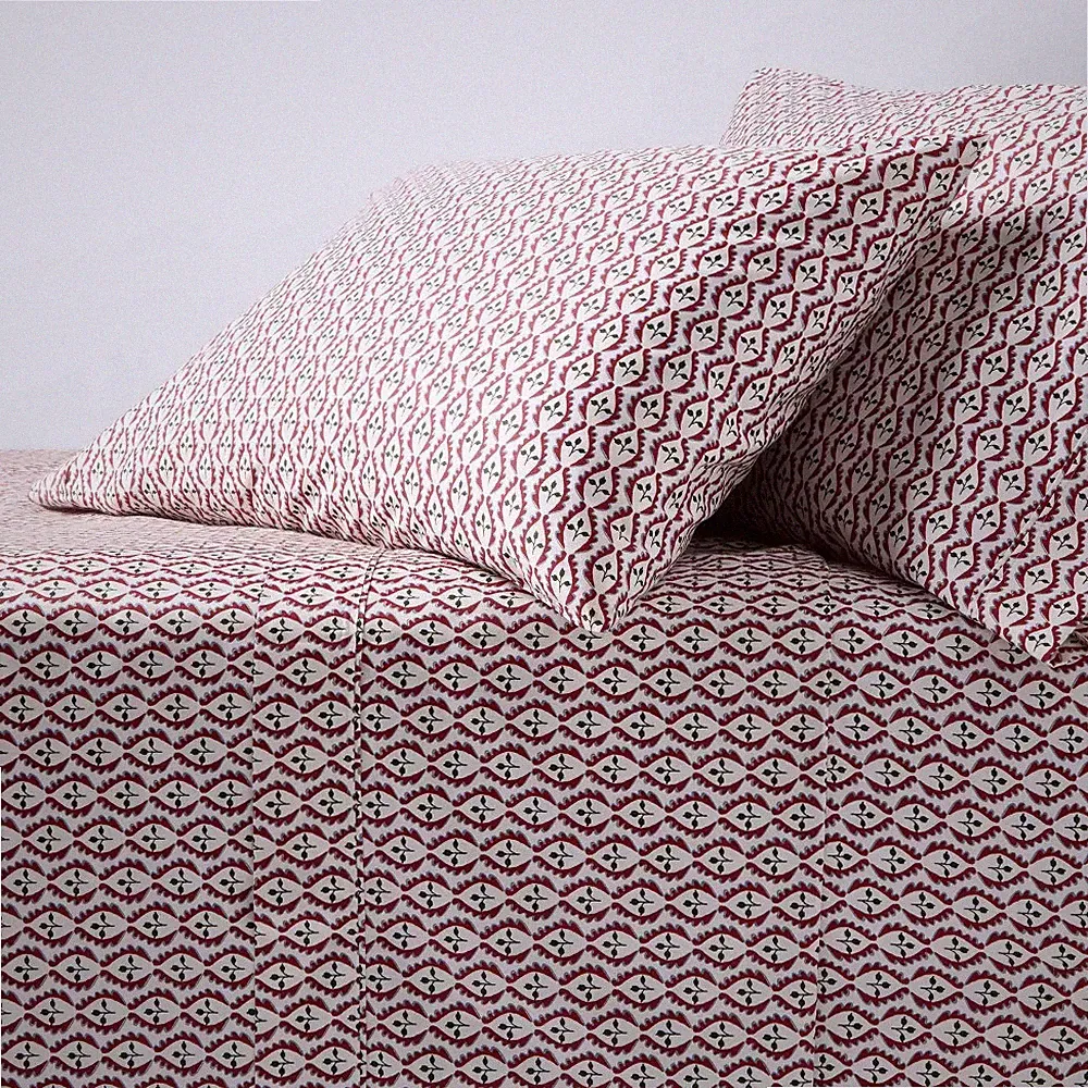 Full 400 Thread Count Christmas Holiday Performance Sheet Set Woodblock Leaf