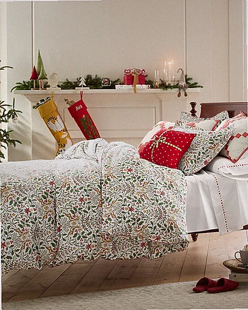 Garnet Hill Christmas Holiday Bed Deer Rudolph Snow Nutcracker gift Duvet Bed '