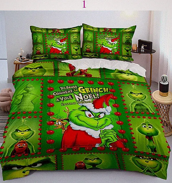 Holiday Gift, The Grinch Funny Bedding Duvet Cover Set (4pcs)