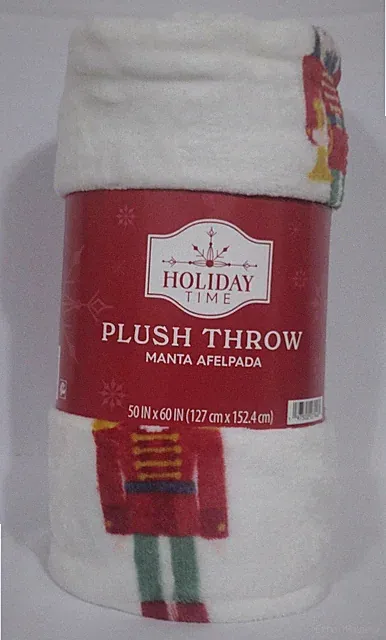 Holiday Time Cozy Christmas Plush Nutcracker Throw Blanket Standard Size All Age