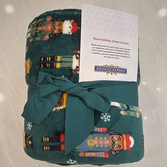 Kringle Express 60x80 Nutcracker Holiday Throw Blanket Printed Border NEW