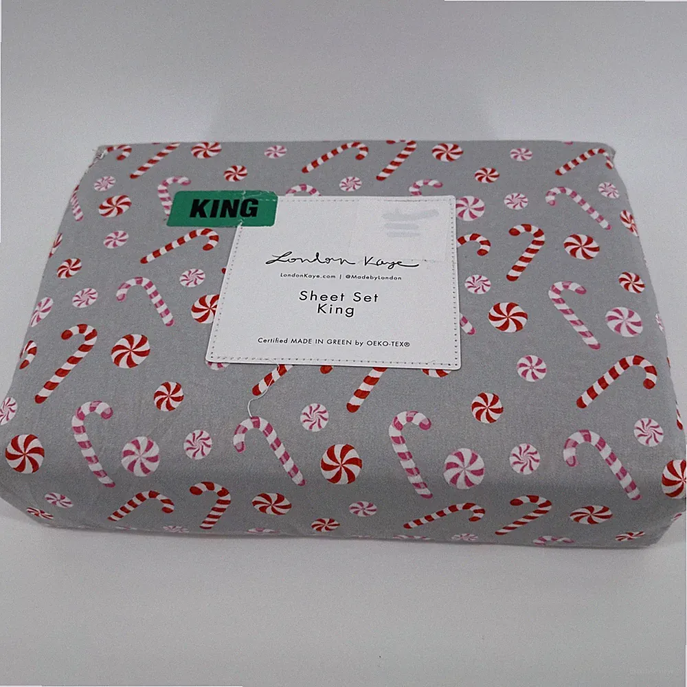 London Kaye Peppermint King Size Sheet Set 4 Piece Christmas 2024