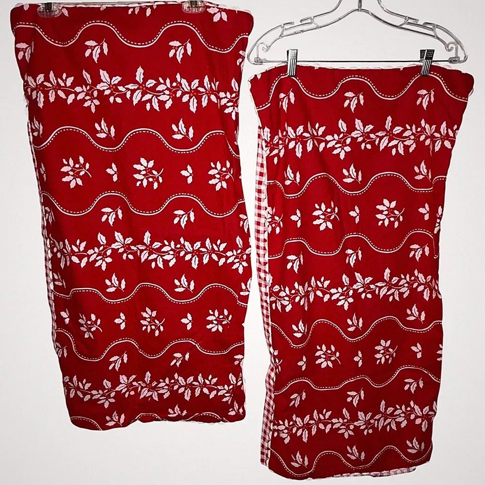Martha Stewart Red Pillow Shams Holly Gingham Cotton Flannel Christmas Cottage