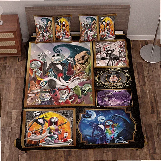 Never Too Old For Nightmare Before Christmas Spooky Halloween Quilt Bed Set