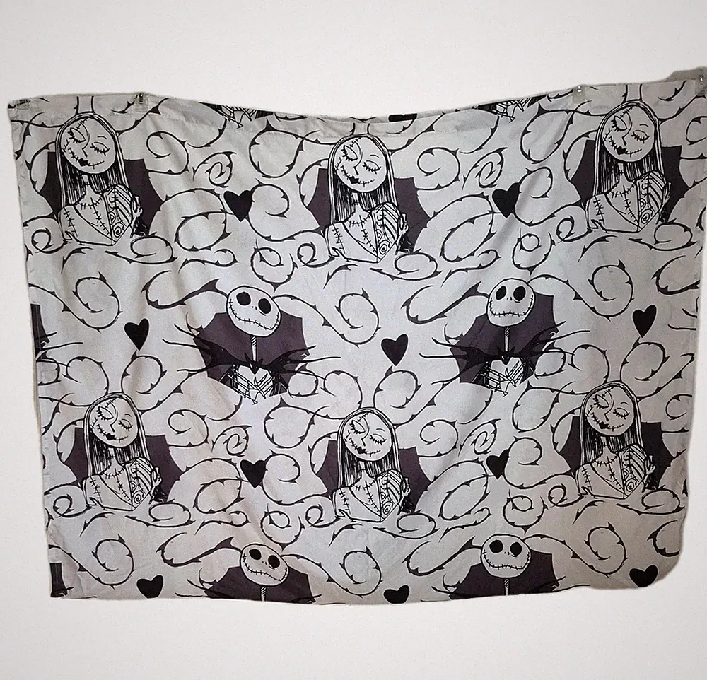 Nightmare Before Christmas Twin Flat Sheet Jack & Sally Skellington Black White