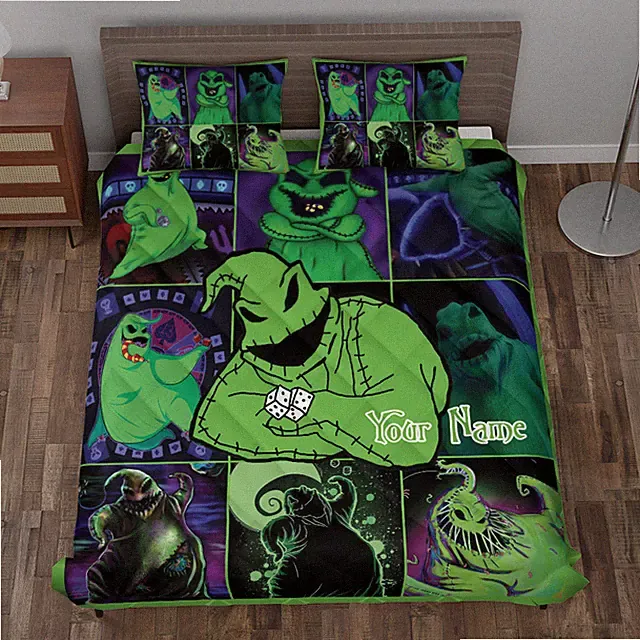 Personalized Oogie Boogie Nightmare Before Xmas Green Monster Quilt Bed Set