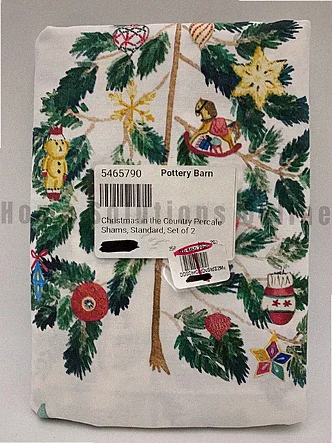 Pottery Barn Christmas in the Country Percale Shams S/2 Standard #B165
