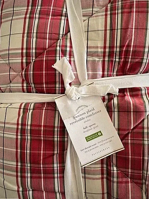 Pottery Barn Hannon Plaid Reversible KING Comforter+2 King Shams Christmas New