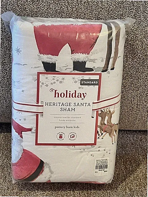 Pottery Barn Kids Holiday Heritage Santa Standard Sham for Comforter Christmas
