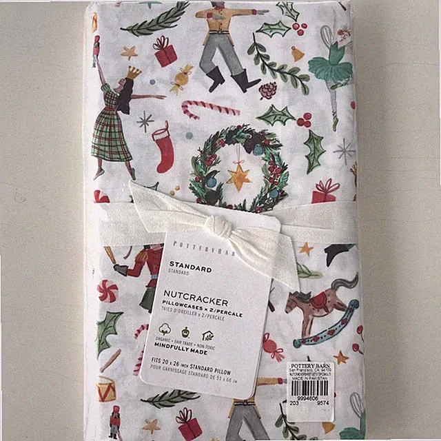 Pottery Barn Nutcracker Pillowcases Set of 2 Std Organic Percale NWT Christmas