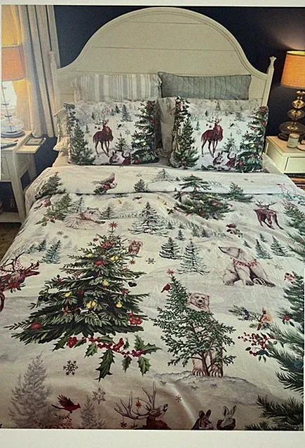 POTTERY BARN Winter Enchanted Forest Duvet Cover Sateen FULL/QUEEN Christmas New
