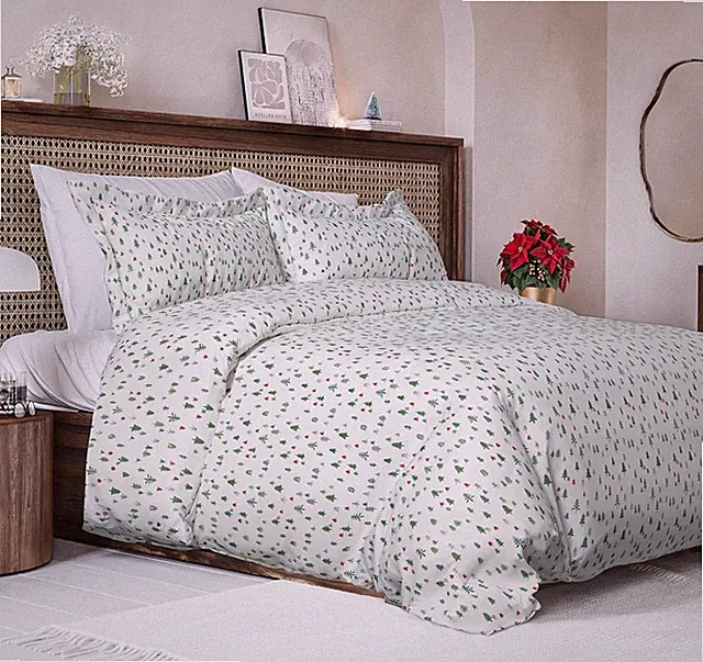Queen Christmas Duvet Cover Set - Soft Bedding with Pillow Shams & Zipper