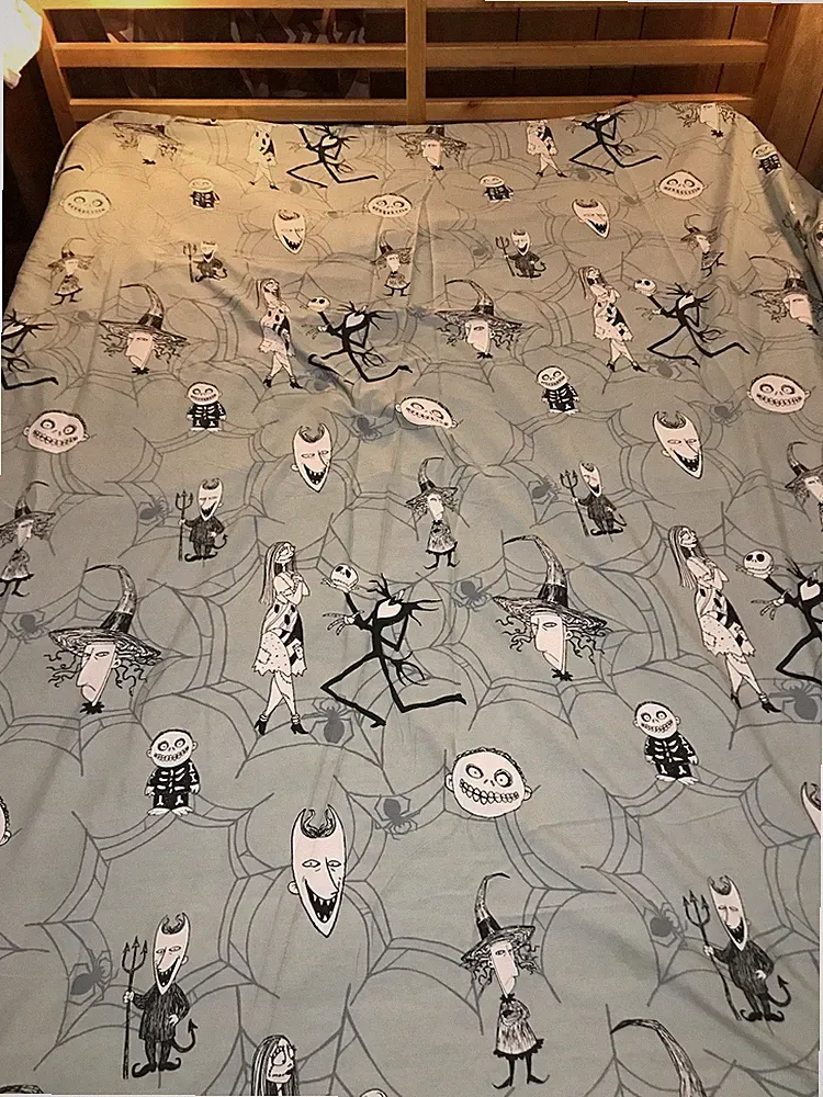 RARE Vintage DISNEY NIGHTMARE BEFORE CHRISTMAS JACK QUEEN Sheet 90''x102” -Read