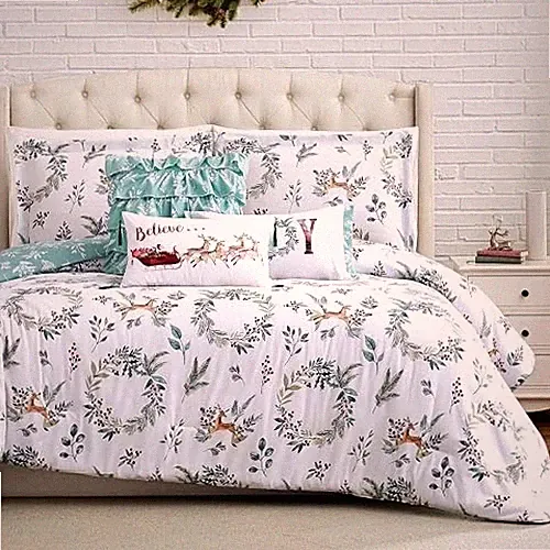 SOUTHSHORE 6-PIECE CHRISTMAS BEDDING QUEEN, 2 PILLOWS 2 SHAMS - HAPPY HOLIDAYS