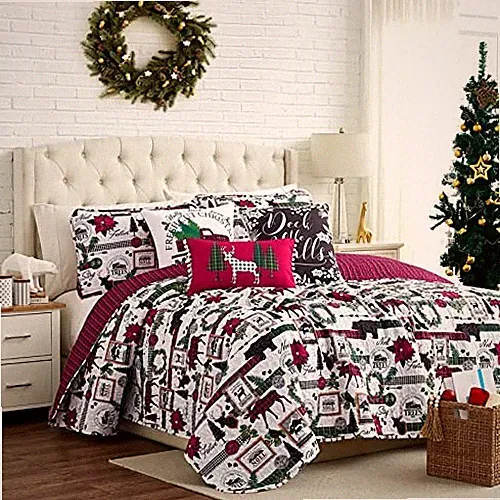 Southshore Fine Living Merry Town Christmas Quilt Set King/Cal King