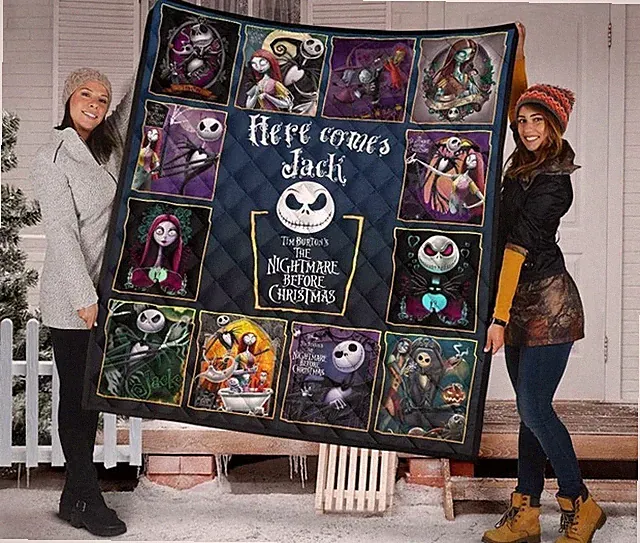 The Nightmare Before Christmas Here Comes Jack Spooky Christmas Quilt Blanket