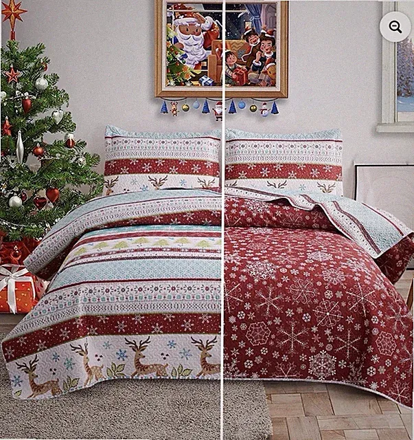 Twin 3 Piece Christmas Quilt Set