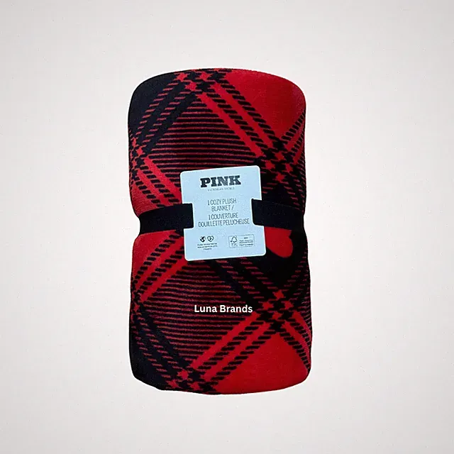 Victoria’s Secret fleece blanket Plaid Red & Back (Christmas 2025)